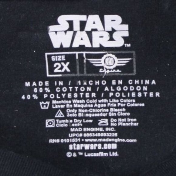 Star Wars Darth Vader Mens Long Sleeve Graphic T-Shirt 2X Raglan Style Black & G - Picture 4 of 6